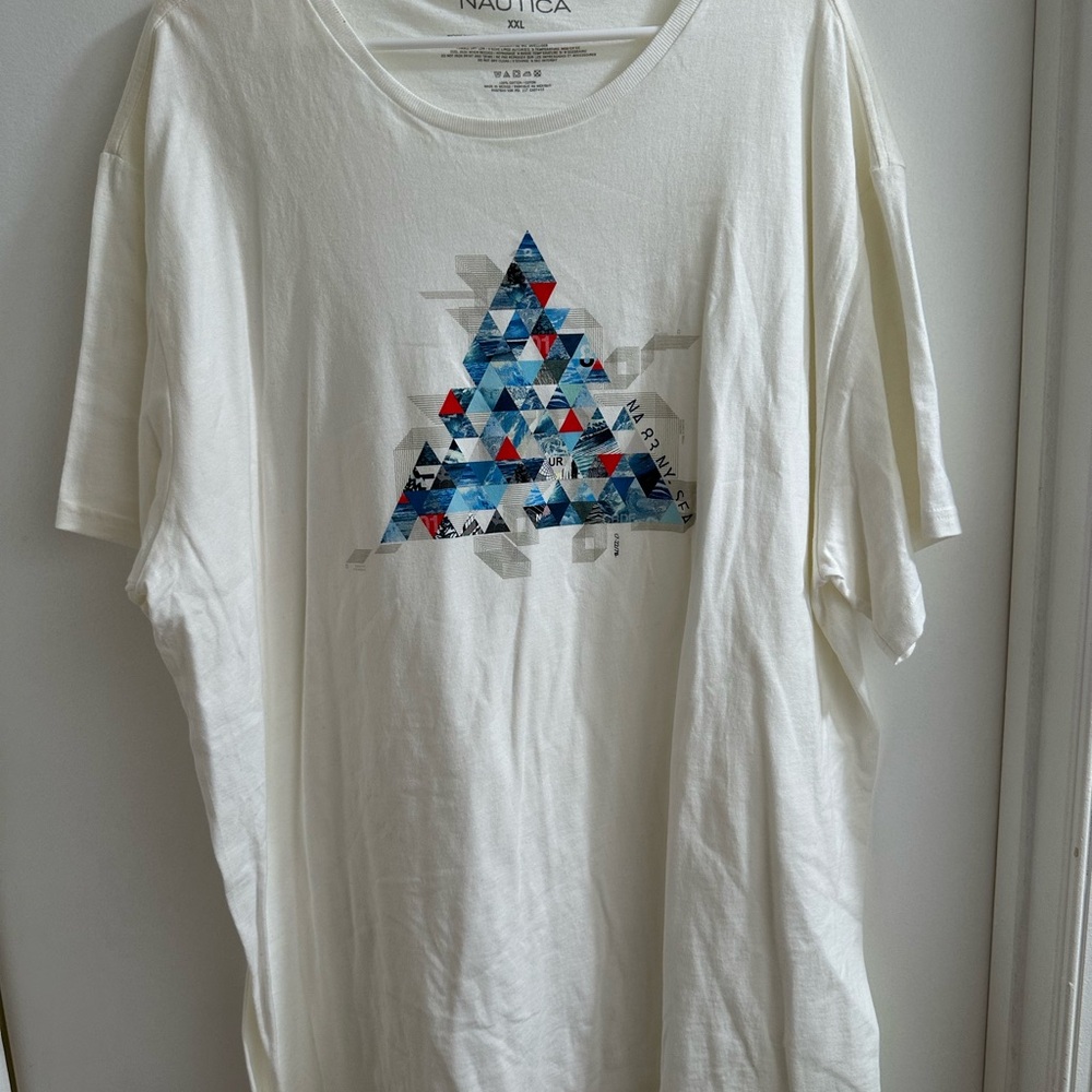 Nautica White and Blue Short Sleeve Tee
